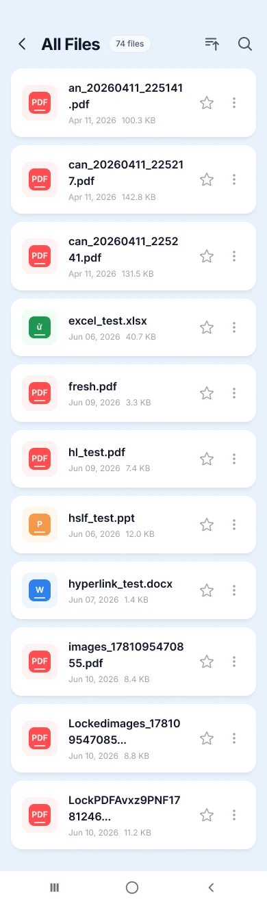 All files list screen